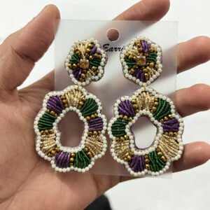 Beautiful Mardi Grass Beaded Earrings