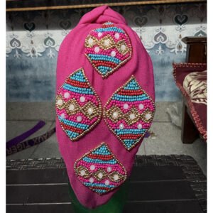 Pink color hairbands with beaded work