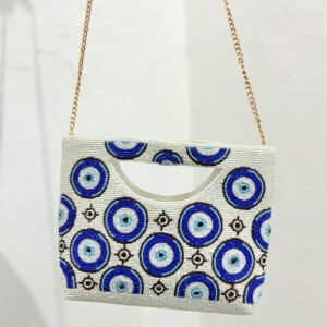 Classy cut beaded white purse