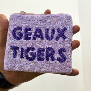 Geaux Tigers Sequence & Beaded Coin Purse