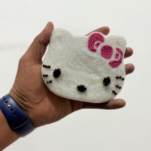 Creative white cat shaped Beaded Coin Pouch/Purse