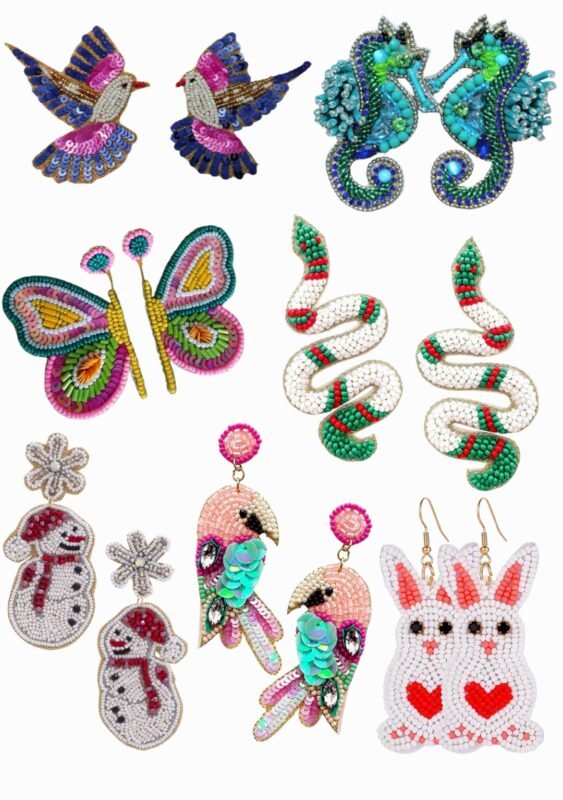 Beaded Gameday, Birds and Animals Earrings