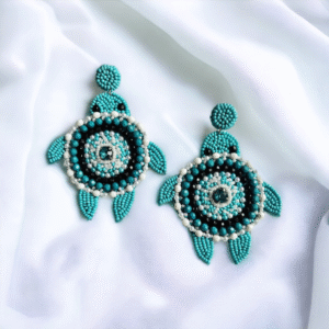 Tortoise shaped beaded earring